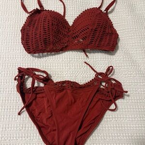 Robin Piccone Rust Crochet Bikini